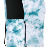 BlackStrap Camber Hood Adjustable Balaclava Print 2024 - A black and white tie-dye patterned balaclava with a hood, featuring adjustable drawstrings on the sides.