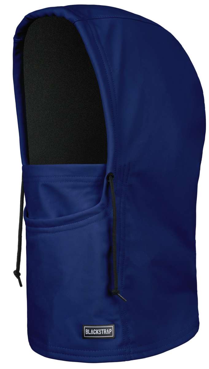 BlackStrap Camber Hood Adjustable Balaclava Solid 2024 - A solid black balaclava with adjustable drawstrings and a hood.