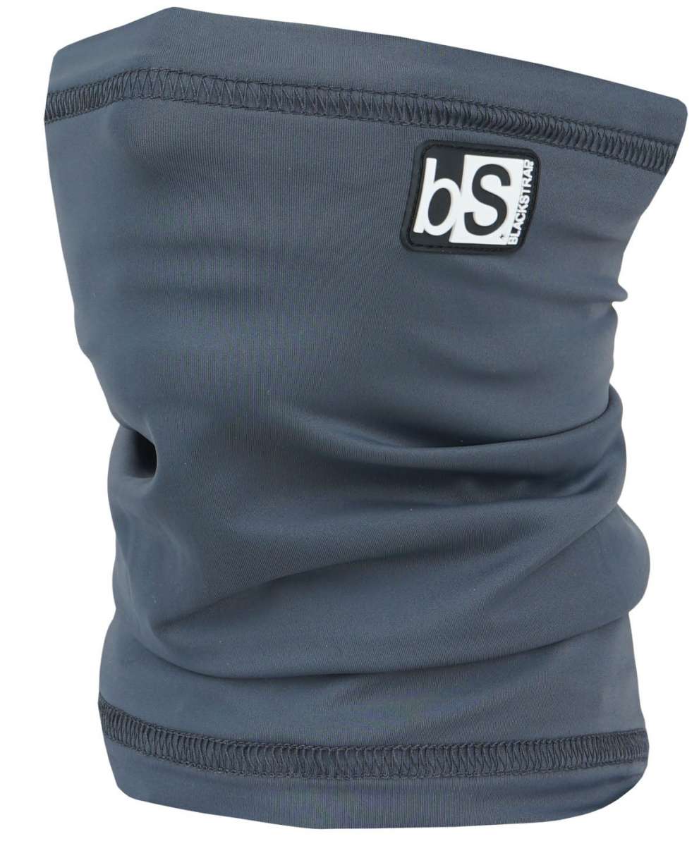 BlackStrap Kids Tube Dual Layer 2024 - A gray neck gaiter with a black logo featuring white letters "bs" and the word "BLACKSTRAP".