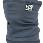 BlackStrap Kids Tube Dual Layer 2024 - A gray neck gaiter with a black logo featuring white letters "bs" and the word "BLACKSTRAP".