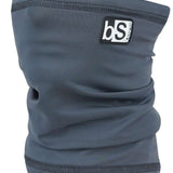 BlackStrap Kids Tube Dual Layer 2024 - A gray neck gaiter with a black logo featuring white letters "bs" and the word "BLACKSTRAP".