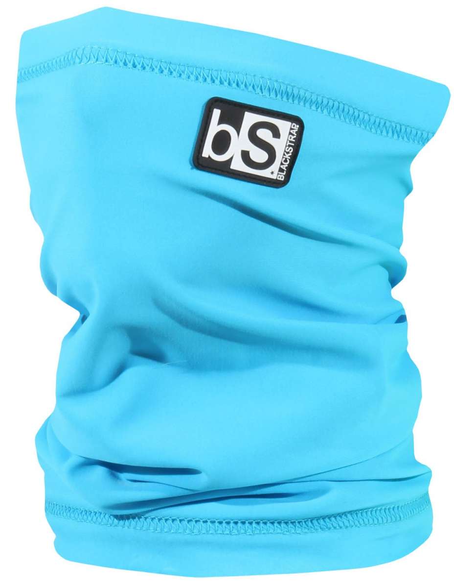BlackStrap Kids Tube Dual Layer 2024 - A light blue neck gaiter with a black logo patch featuring white letters "bs" on top of it.