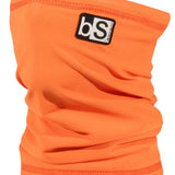 BlackStrap Kids Tube Dual Layer 2024 - A bright orange neck gaiter with a black logo patch featuring white letters "bs" in a square box.