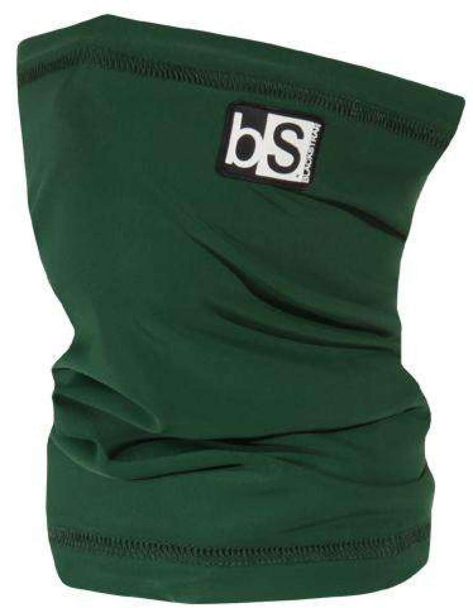 BlackStrap Kids Tube Dual Layer 2024 - A green neck gaiter with a black logo patch featuring white letters "bs" on top of it.