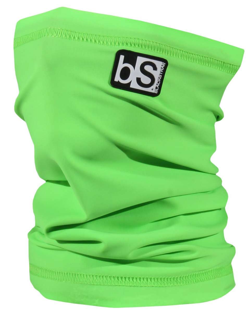 BlackStrap Kids Tube Dual Layer 2024 - A neon green neck gaiter with a black logo featuring "bs" in white letters.