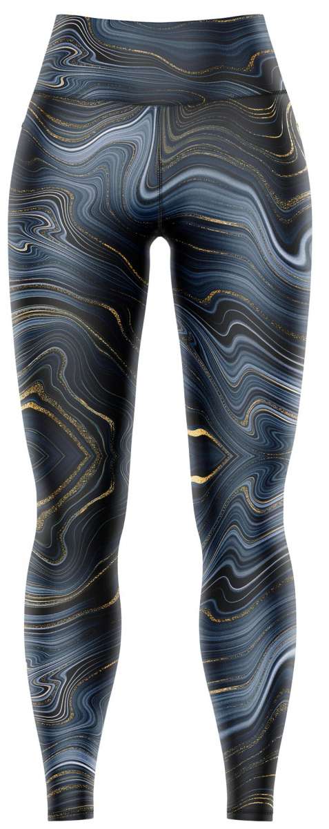 BlackStrap Women's Cloudchaser Bottom Baselayer 2024 - A black baselayer with a subtle white marbled pattern and gold flecks.