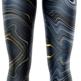 BlackStrap Women's Cloudchaser Bottom Baselayer 2024 - A black baselayer with a subtle white marbled pattern and gold flecks.