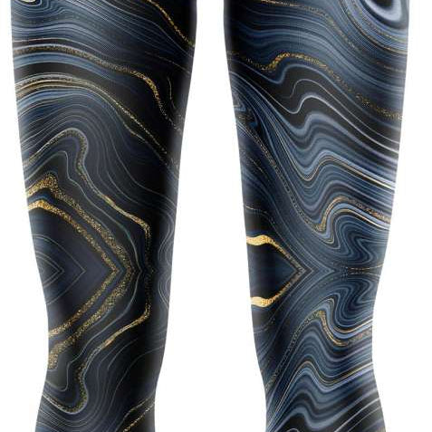 BlackStrap Women's Cloudchaser Bottom Baselayer 2024 - A black baselayer with a subtle white marbled pattern and gold flecks.