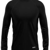 BlackStrap Skyliner Crew Top Baselayer 2024 - A black crew neck top with a ribbed texture and thin white stitching on the shoulders.