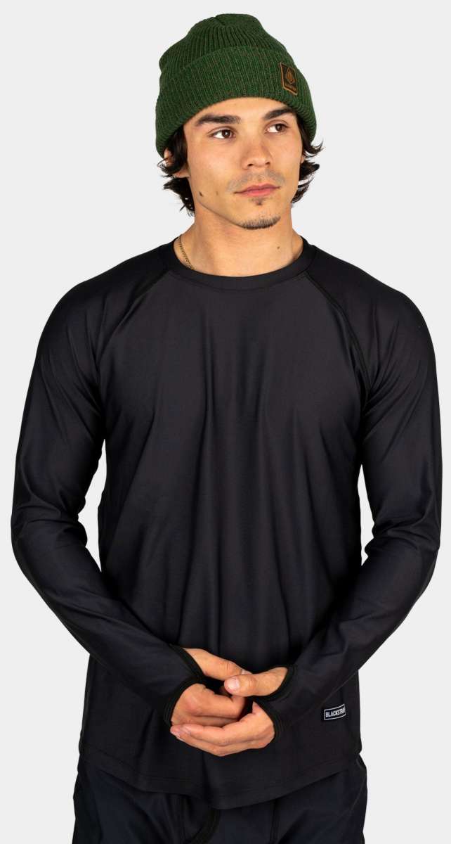 BlackStrap Skyliner Crew Top Baselayer - A black crew neck top with a small white logo on the left chest area.