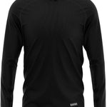 BlackStrap Summit Base Layer Hoodie 2024 - A black hoodie with a hood and long sleeves, featuring a ribbed texture on the cuffs and hem.
