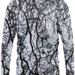 BlackStrap Summit Base Layer Hoodie 2024 - A black and white hoodie with a tree branch pattern on it.
