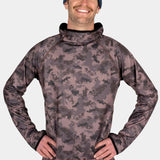 BlackStrap Summit Base Layer Hoodie 2024 - A black hoodie with a white snowboard graphic on the front.