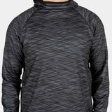 BlackStrap Summit Base Layer Hoodie - A black hoodie with a diagonal white stripe pattern on chest and sleeves.
