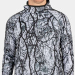 BlackStrap Summit Base Layer Hoodie - A black hoodie with a white and grey abstract pattern of lines and shapes.
