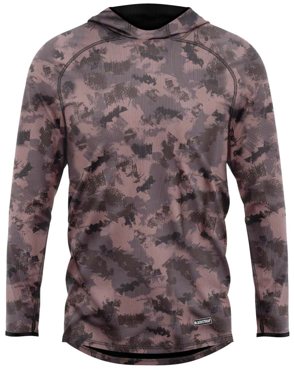 BlackStrap Summit Base Layer Hoodie 2024 - A black hoodie with a white logo on the chest and a small tag on the bottom left corner.