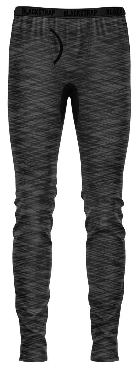 BlackStrap Summit Bottom Baselayer 2024 - A black baselayer with a subtle white geometric pattern and a small logo on the left leg.