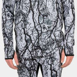 BlackStrap Summit Bottom Baselayer 2024 - A black-and-white baselayer with a marbled pattern of gray and white.
