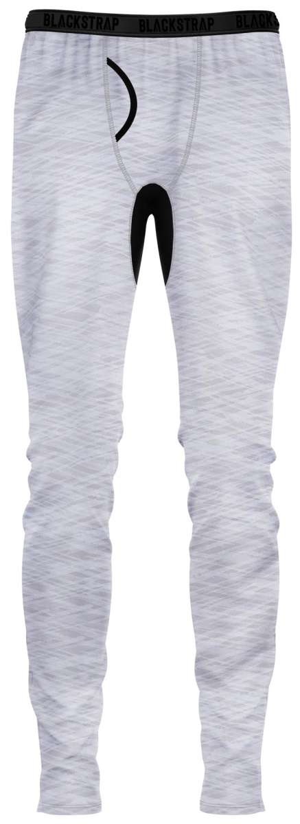 BlackStrap Summit Bottom Baselayer 2024 - A white baselayer with a black logo on the left leg and a small pocket on the right thigh.
