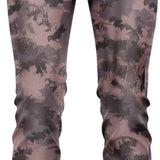 BlackStrap Summit Bottom Baselayer 2024 - A pair of black and grey camouflage-printed men's leggings with a forest scene design.