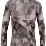 BlackStrap Summit Crew Top Baselayer 2024 - A black crew-neck top with a geometric pattern of white lines and shapes.