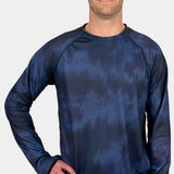 BlackStrap Summit Crew Top Baselayer 2024 - A black crew-neck top with a subtle pattern of thin, light gray lines.