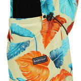 BlackStrap Team Hood Print Balaclava 2024 - A black balaclava with a repeating pattern of orange and blue leaves on a cream background.