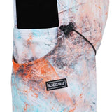 BlackStrap Team Hood Print Balaclava 2024 - A white balaclava with a black hood and orange, blue, and gray print.