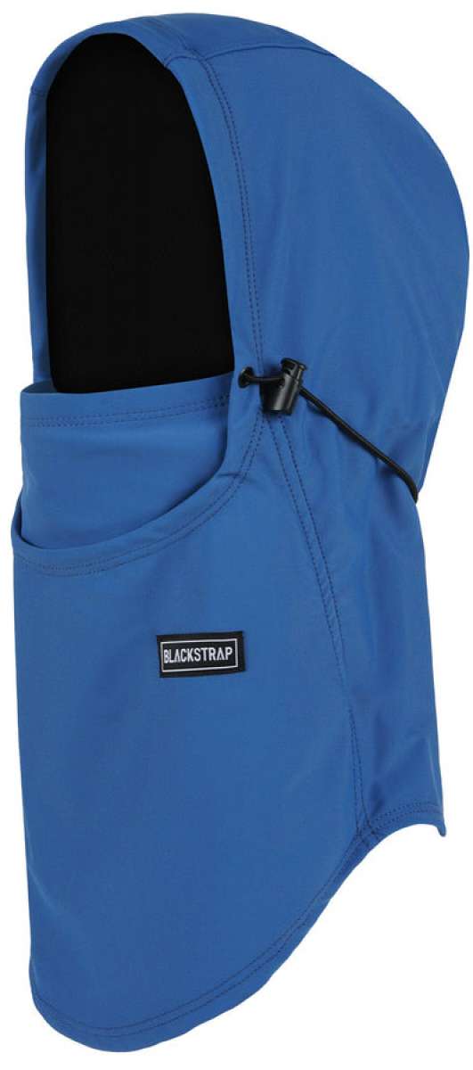 BlackStrap Team Hood Solid Balaclava 2024 - A solid black balaclava with a hood and adjustable drawstring at the neck.
