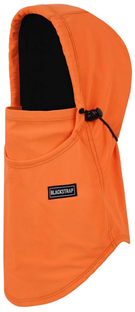 BlackStrap Team Hood Solid Balaclava 2024 - A solid black balaclava with a hood and adjustable drawstring at the neck.