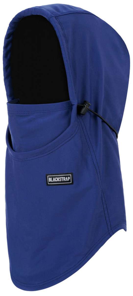 BlackStrap Team Hood Solid Balaclava 2024 - A solid black balaclava with a hood and adjustable drawstring at the neck.