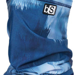 BlackStrap The Tube Print Dual Layer 2024 - A blue and white tie-dye patterned neck gaiter with a black logo patch on the upper right side.
