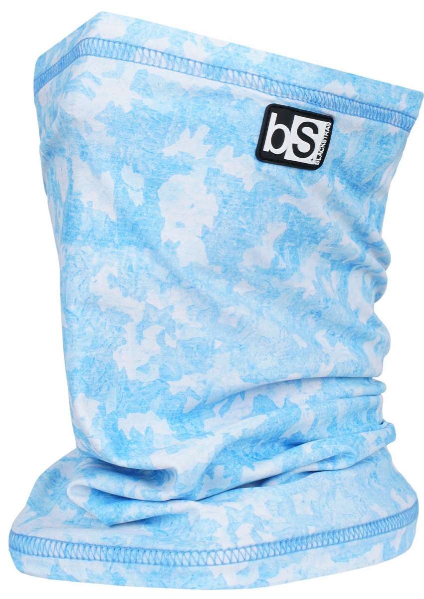 BlackStrap The Tube Print Dual Layer 2024 - A blue and white snowboard mask with a repeating pattern of black snowboards.