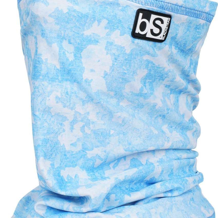 BlackStrap The Tube Print Dual Layer 2024 - A blue and white snowboard mask with a repeating pattern of black snowboards.