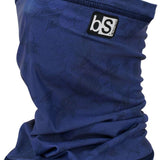 BlackStrap The Tube Print Dual Layer 2024 - A navy blue neck gaiter with a repeating floral pattern and black trim.