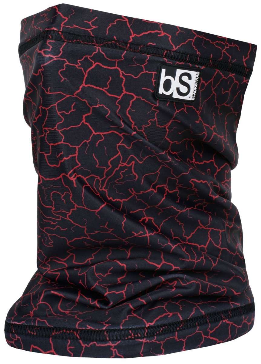 BlackStrap The Tube Print Dual Layer 2024 - A black neck gaiter with a red lightning bolt pattern.