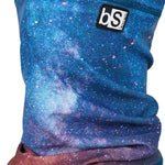 BlackStrap The Tube Print Dual Layer 2024 - A blue and pink snowboard neck gaiter with a repeating pattern of black and white snowboards.