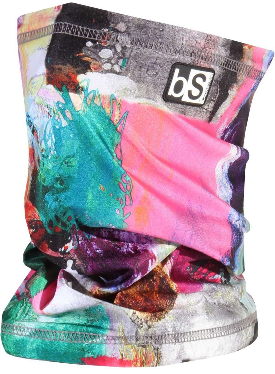 BlackStrap The Tube Print Dual Layer 2024 - A black tube with a colorful abstract print of pink, green, blue and yellow shapes.