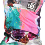 BlackStrap The Tube Print Dual Layer 2024 - A black tube with a colorful abstract print of pink, green, blue and yellow shapes.