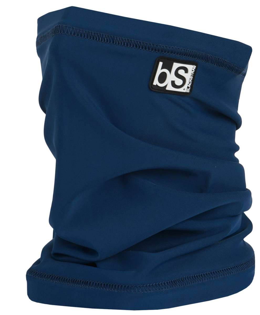 BlackStrap The Tube Solid Dual Layer 2024 - A navy blue neck gaiter with a black logo patch on the upper right side.