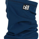BlackStrap The Tube Solid Dual Layer 2024 - A navy blue neck gaiter with a black logo patch on the upper right side.