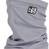 BlackStrap The Tube Solid Dual Layer 2024 - A solid gray neck gaiter with a black logo patch on the upper right side.