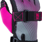 Radar Ladies' Bliss Glove 2017 - A gray glove with pink stitching and a pink palm, featuring a textured pattern on the back of the hand.