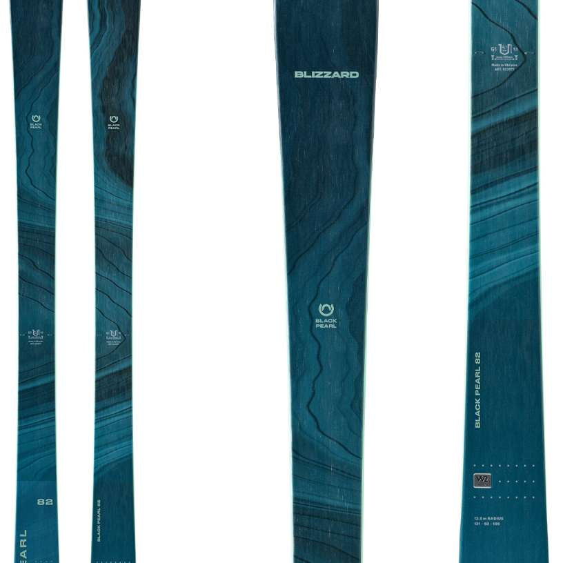 Blizzard Women's Black Pearl 82 Ski 2024 - A dark blue ski with a black marbled pattern and white lettering.