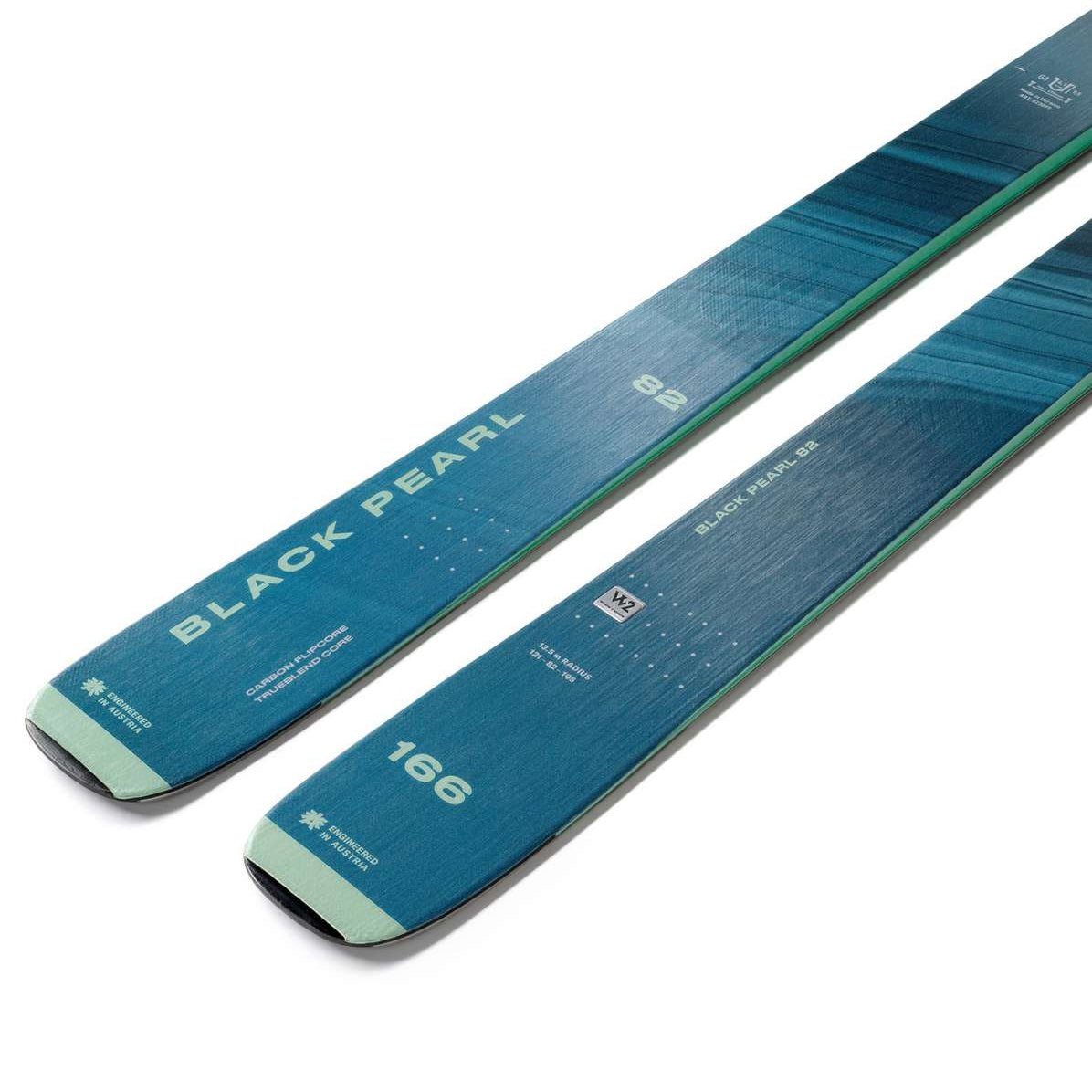 Blizzard Women's Black Pearl 82 Ski 2024 - A dark blue ski with a subtle white pattern and silver lettering.