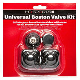 HO Sports Boston Valve 2-Pack 2016 - Two black valves with silver metal hardware in a clear plastic package.