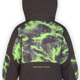 Boulder Gear Boys Aiden Insulated Jacket 2024 - A black and neon green snowboard jacket with a bold, abstract pattern on the back.