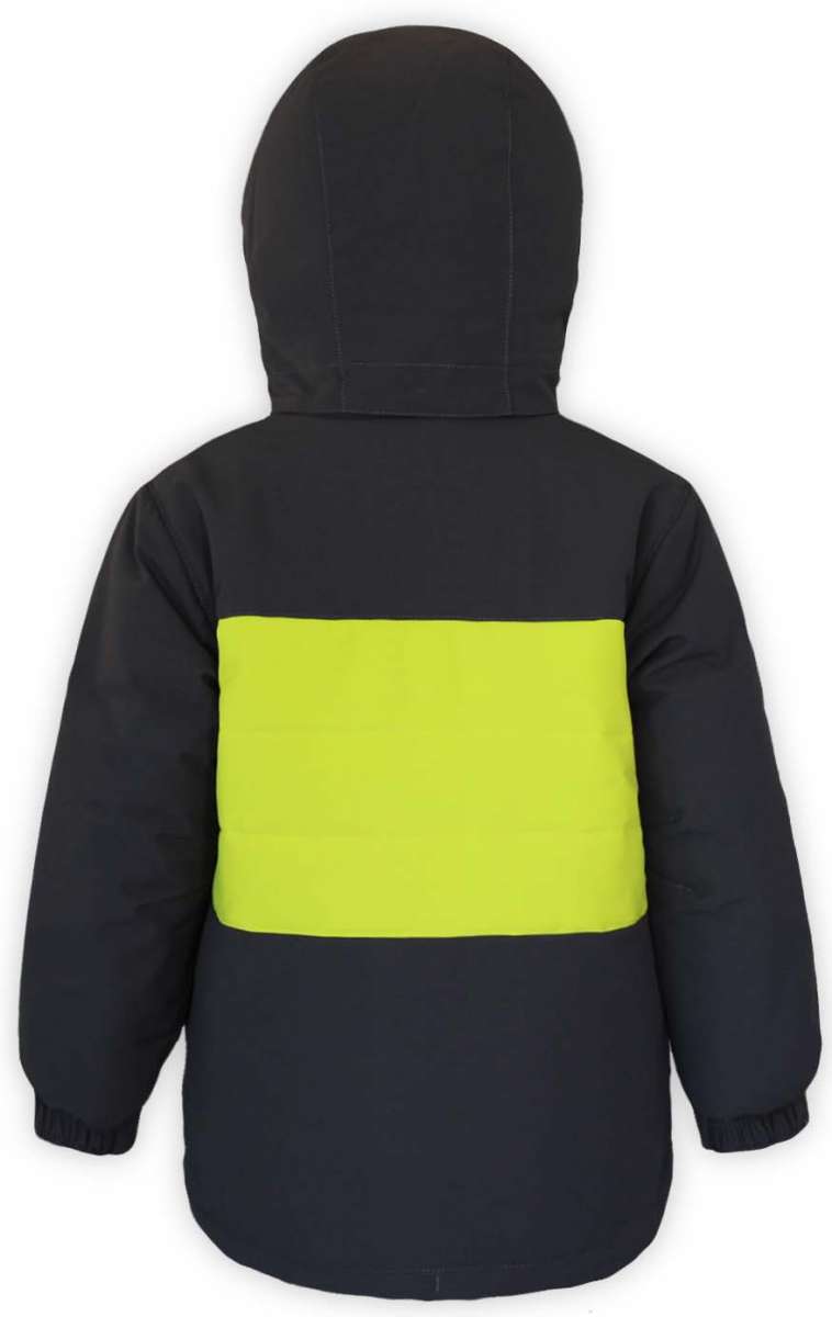 Boulder Gear Boys Grit Insulated Jacket 2022-2023 - A black insulated jacket with a neon green stripe across the back.