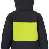 Boulder Gear Boys Grit Insulated Jacket 2022-2023 - A black insulated jacket with a neon green stripe across the back.
