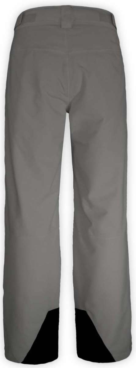 Boulder Gear Dispatch Removable Bib Pant 2022 - A pair of gray bib pants with a black logo on the left thigh and a zippered pocket on the right side.
